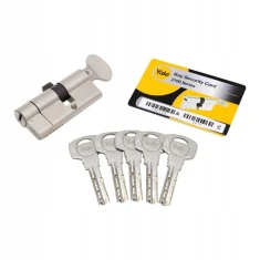 Циліндр замка з ручкою Assa Abloy 55/30 ATEST KL.6D нікель 2100 Yale (10-2100-3055-CK-1201)