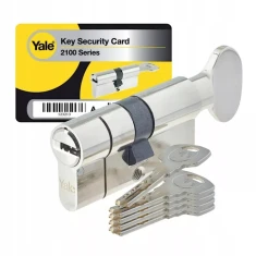 Циліндр замка з ручкою Assa Abloy 50/35 ATEST KL.6D нікель 2100 Yale (10-2100-3550-CK-1201)