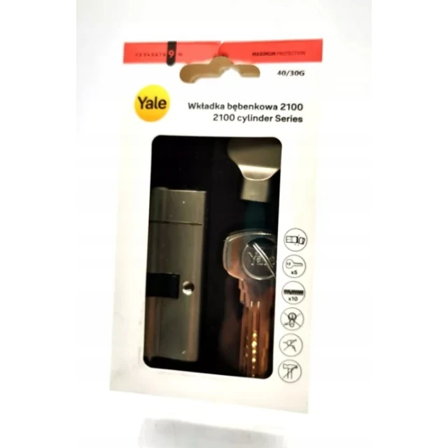 Циліндр замка з ручкою Assa Abloy 30/40 mm Nickel YALE (10-2100-4030-CK-1201)