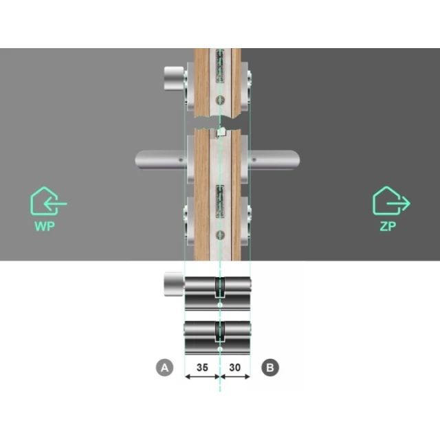 Набір Assa Abloy 2 циліндри замка 30/35 + G30/35 6 ключів сатин (10-05KA-3530-06-2212)