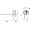 Циліндр замка Assa Abloy 45/10 Black Yale Y500 (10-0551-0045-00-5611)