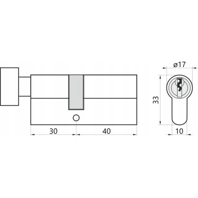 Циліндр замка з ручкою Assa Abloy 40/30 мм Black Y500 Yale (10-0553-3040-CK-5611)