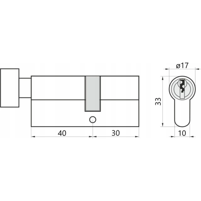 Циліндр замка з ручкою Assa Abloy 30/40 Black Y500 Yale (10-0553-4030-CK-5611)