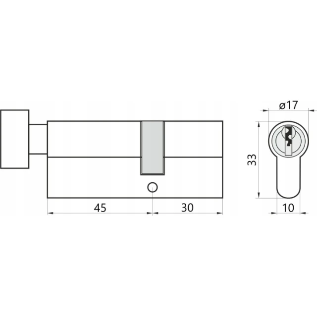 Циліндр замка з ручкою Assa Abloy 30/45 mm Black YALE Y500 (10-0553-4530-CK-5611)