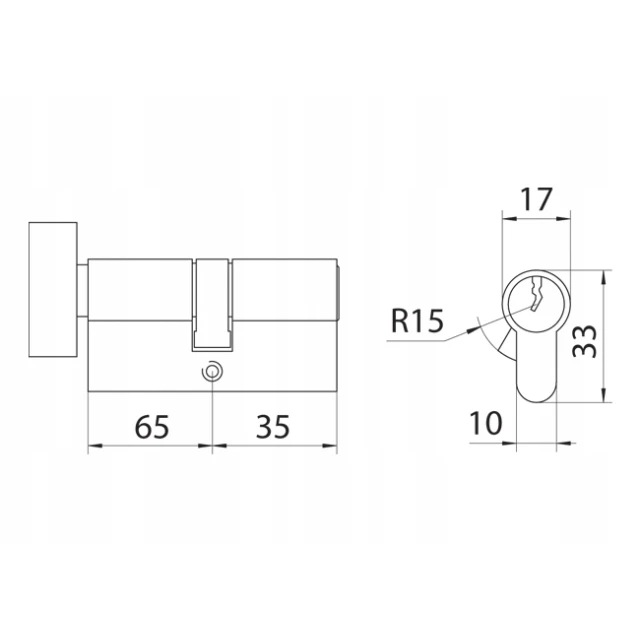 Циліндр замка з ручкою Assa Abloy 65/35 Black Yale (10-0553-3565-CK-5611)