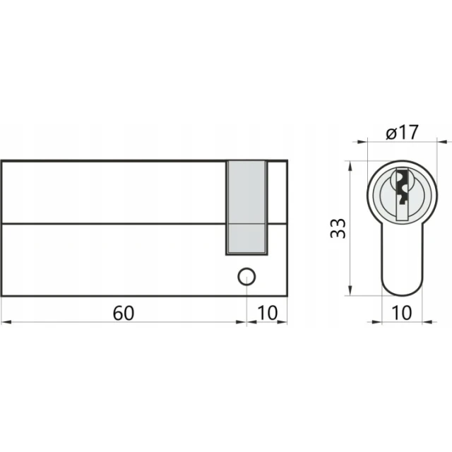 Циліндр замка Assa Abloy 60/10 Satin Y500 Yale (10-0551-0060-00-2211)