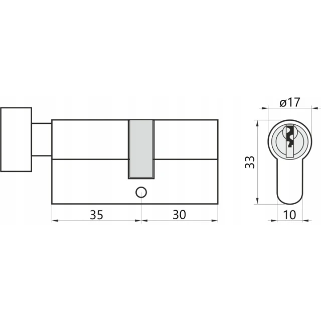 Циліндр замка з ручкою Assa Abloy 30/35 атласний Y500 Yale (10-0553-3530-CK-2211)