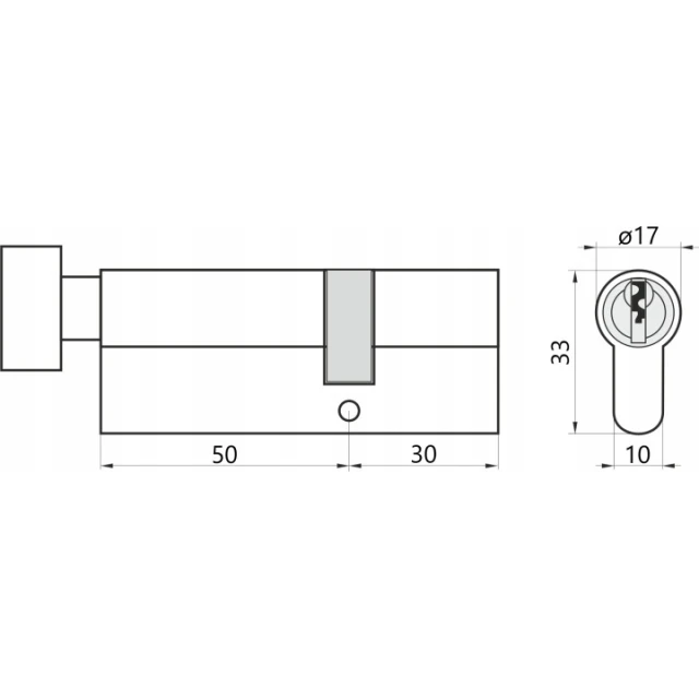Циліндр замка з ручкою Assa Abloy 30/50 атласний Y500 Yale (10-0553-5030-CK-2211)