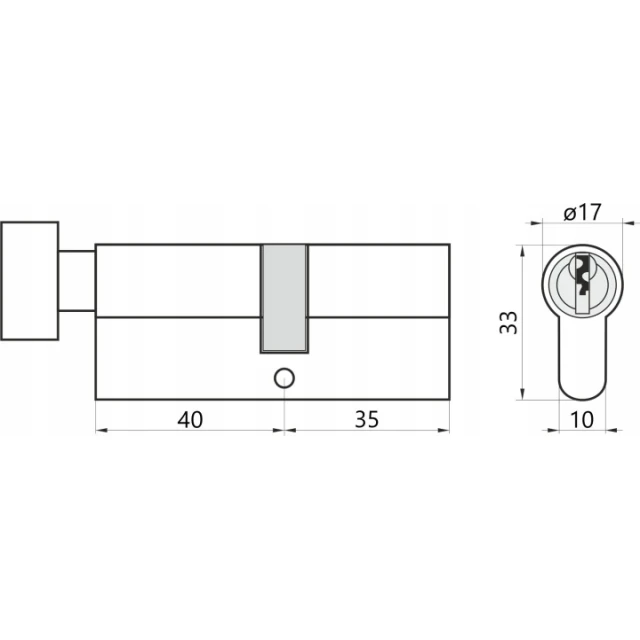 Циліндр замка з ручкою Assa Abloy 35/40 сатин Y500 Yale (10-0553-4035-CK-2211)