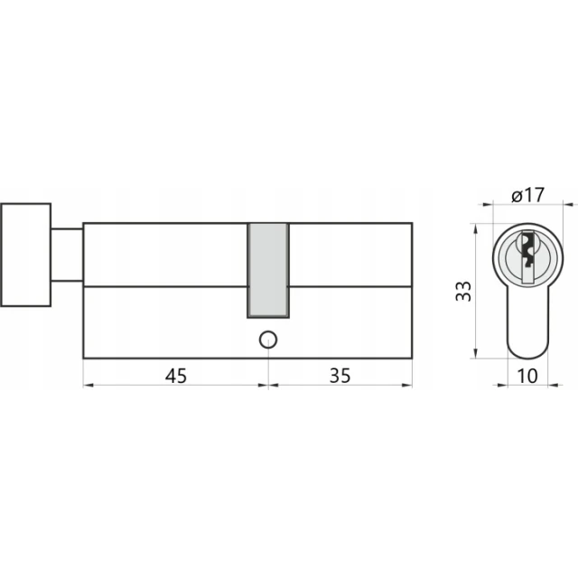 Циліндр замка з ручкою Assa Abloy 35/45 Satin Y500 Yale (10-0553-4535-CK-2211)