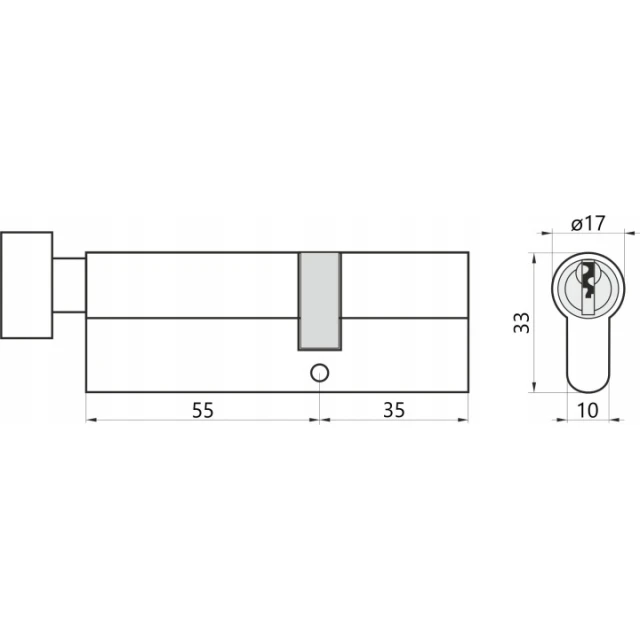 Циліндр замка з ручкою Assa Abloy 35/55 сатин Y500 Yale (10-0553-5535-CK-2211)