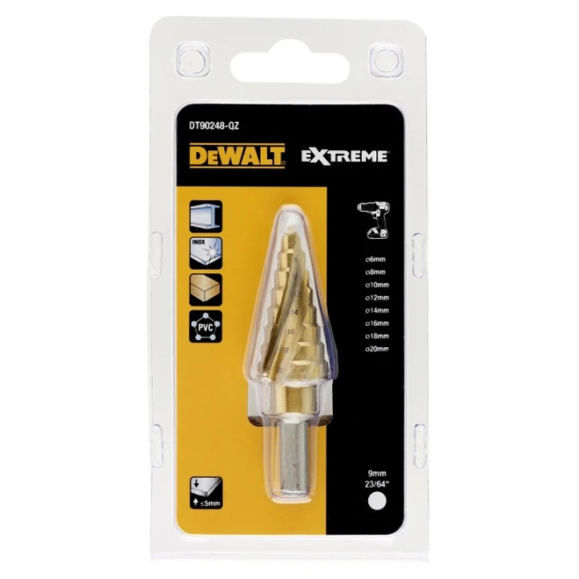 Сверло ступенчатое для металла DeWALT 6-20 мм титановое (DT90248)
