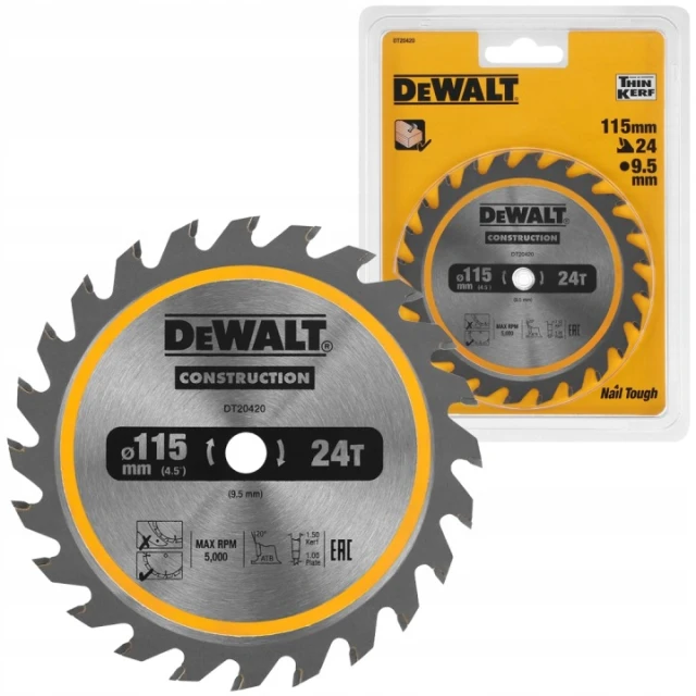 Диск пиляльний DeWALT 115×24 зуби ×9,5 (DT20420)