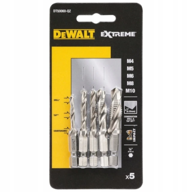 Набор сверел нарезных DeWALT M4-M10 5 шт (DT50060)