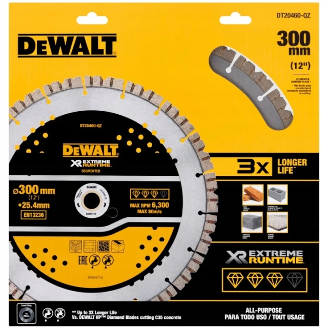 Диск алмазний сегментний EXTREME DeWALT 300 мм (DT20460)