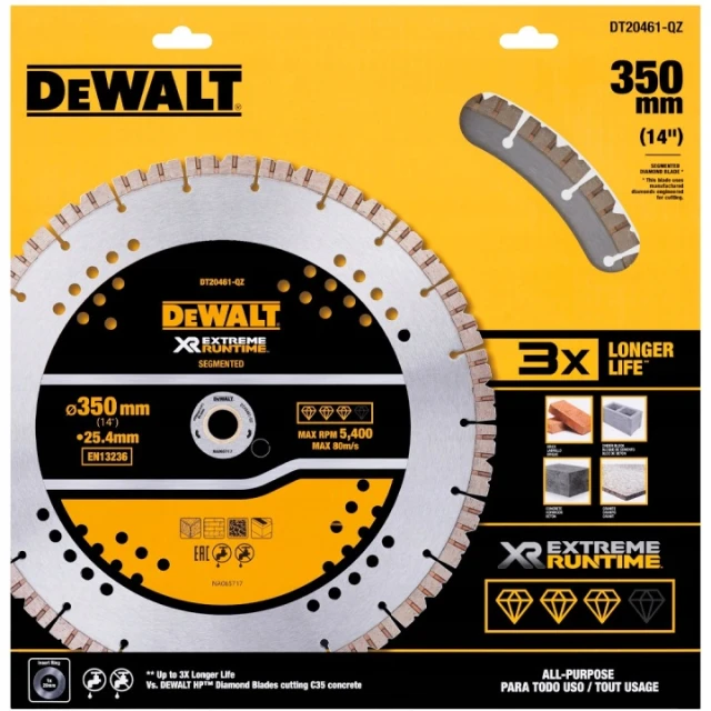 Диск алмазний сегментний DeWALT 350 мм EXTREME (DT20461)