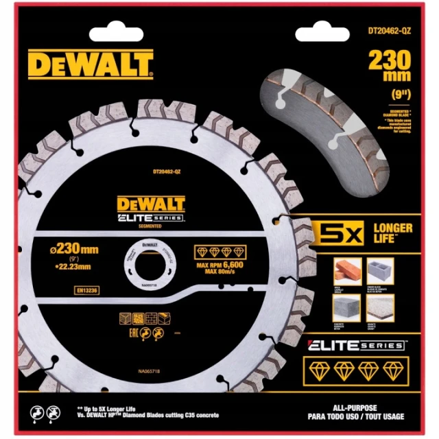 Диск алмазний сегментний ELITE DeWALT 230 мм (DT20462)