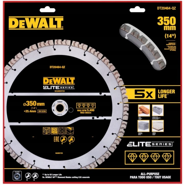Диск алмазний сегментний ELITE DeWALT 350 мм (DT20464)
