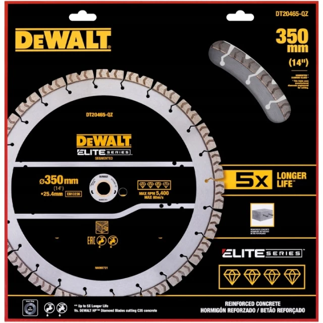Диск алмазный сегментный DeWALT 350 мм ELITE (DT20465)