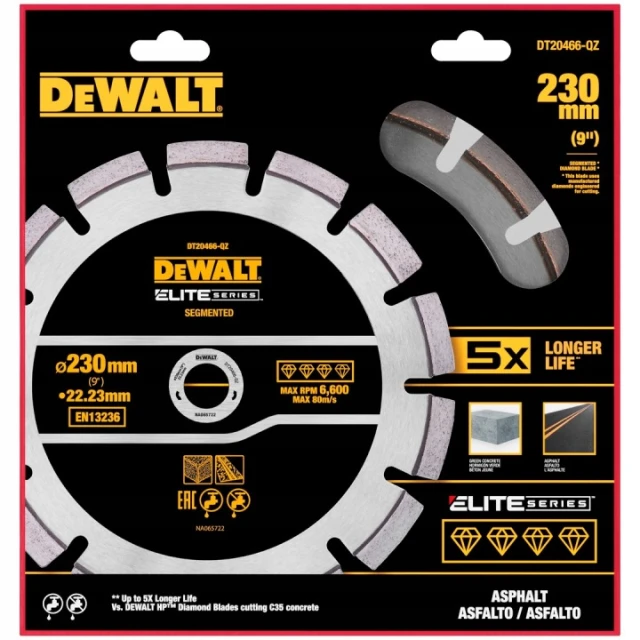 Диск алмазний сегментний ELITE DeWALT 230 мм (DT20466)