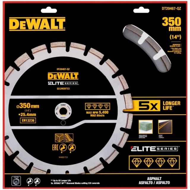 Диск алмазний сегментний DeWALT 350 мм ELITE (DT20467)