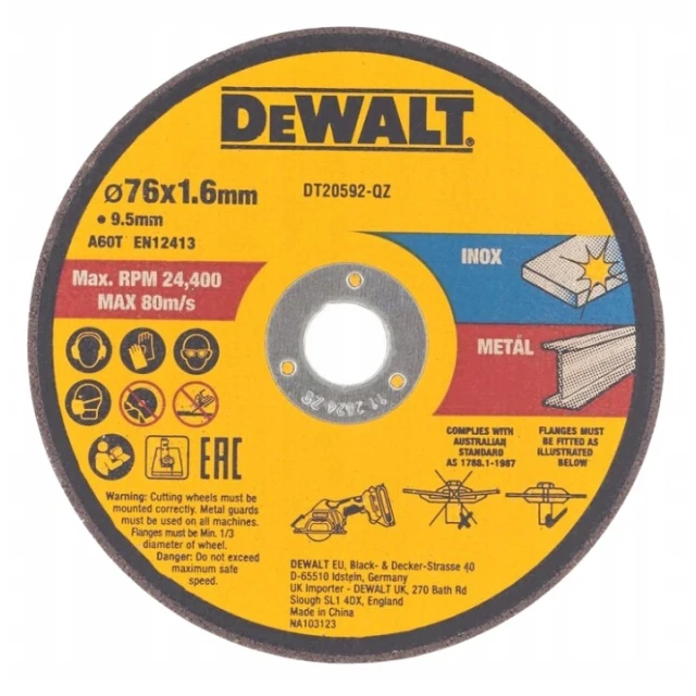 Диск для металу DeWALT 75x1,6 мм 3 шт для DCS438 (DT20592-QZ)