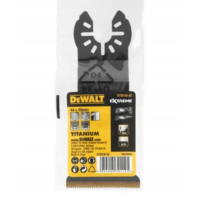 Полотно титанове для різання дерева і металу DeWALT 55 х 44 мм (DT20736)