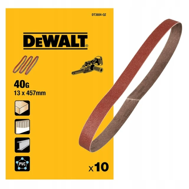 Стрічка шліфувальна DeWALT 13х457 мм зернистість 40 упаковка 10 шт (DT3604)