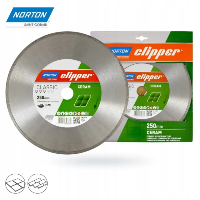 Диск алмазний суцільний Clipper Norton 250x25,4 мм (626831)