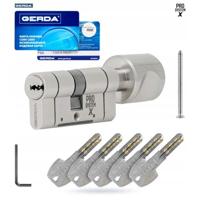 Цилиндр замка с ручкой Gerda 35/35 сертифицированный класс 6.2 никель (515829)