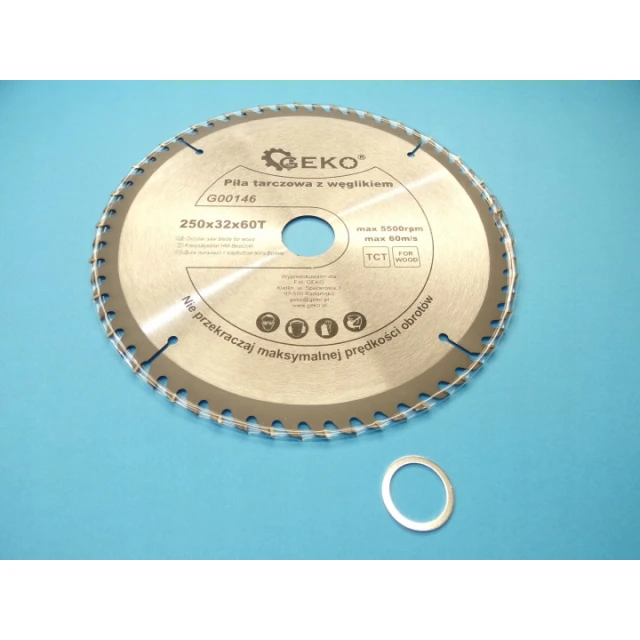 Диск пиляльний Geko 250x60z x32/30 з твердосплавними зубцями (G00146)