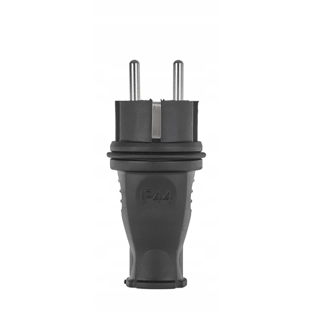 Штекер прямой с заземлением Geko IP44 резиновый (G17515)