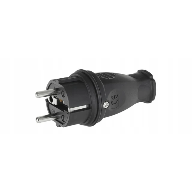 Штекер прямой с заземлением Geko IP44 резиновый (G17515)