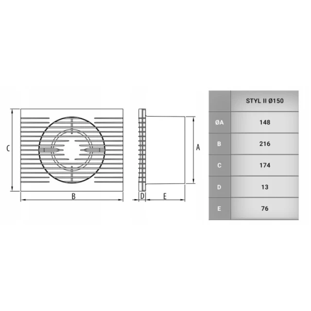 Вентилятор STYL II DOSPEL 150 S (007-1134)