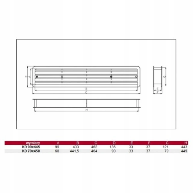 Решітка дверна KD DOSPEL 90x445 White (007-1490)