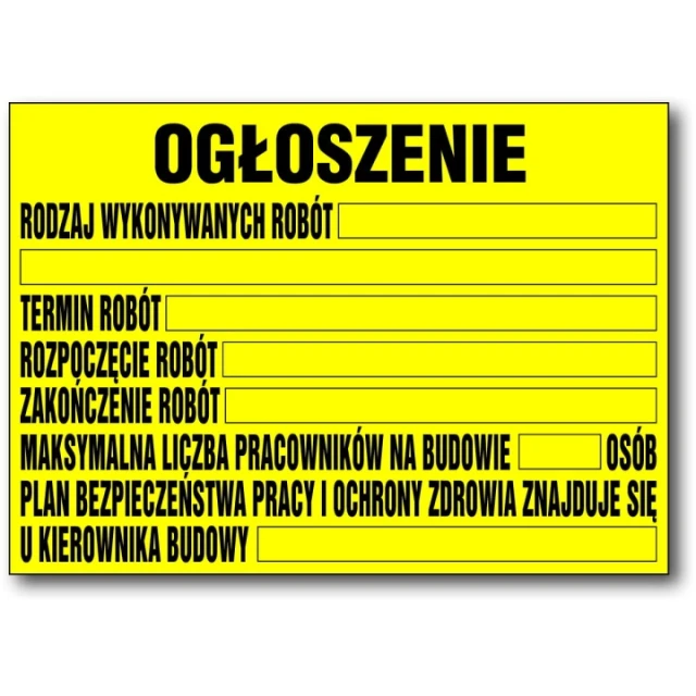 Табличка інформаційна будівельна БІОЗ IMET 50x70 см оголошення (TAB-39)