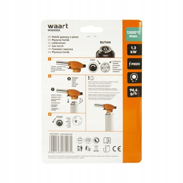 Паяльник газовий на картриджі WAART 227g з PIEZO click (W52G502)