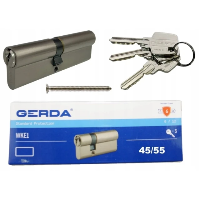 Циліндр замка Gerda 45/55 нікель матовий E1 (0WKE1S04555.90030P)