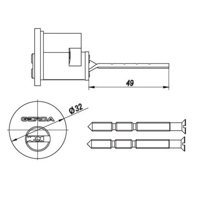 Циліндр замка Gerda T-1 верхній Nickel RIM H+ 4 кл (4356)