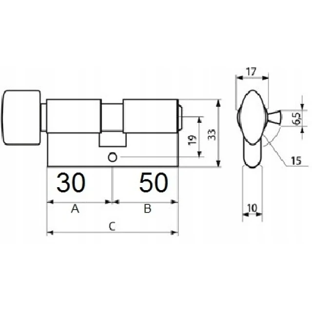 Цилиндр замка с ручкой Gerda 30/50 никель 5 ключей HPlus (0WKHPG03050.9005UB)