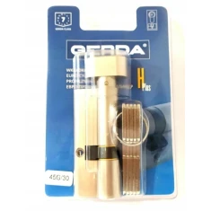 Цилиндр замка с ручкой Gerda 45/30 никель 5-ключей HPlus (0WKHPG04530.9005UB)