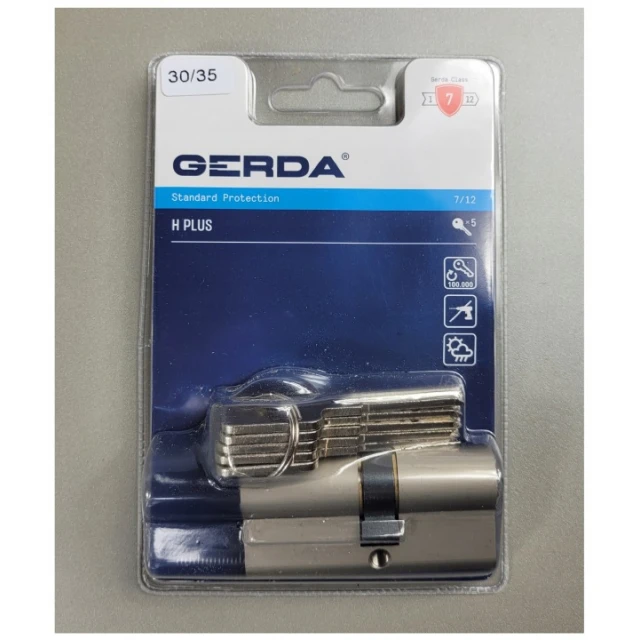 Циліндр замка Gerda 30/35 нікель 5 ключів HPlus (0WKHPS03035.9005UB)