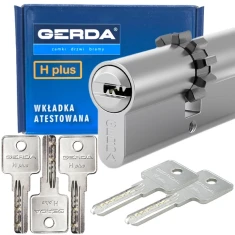Циліндр замка Gerda 30/40 нікель 5 ключів HPlus (5902203176894)