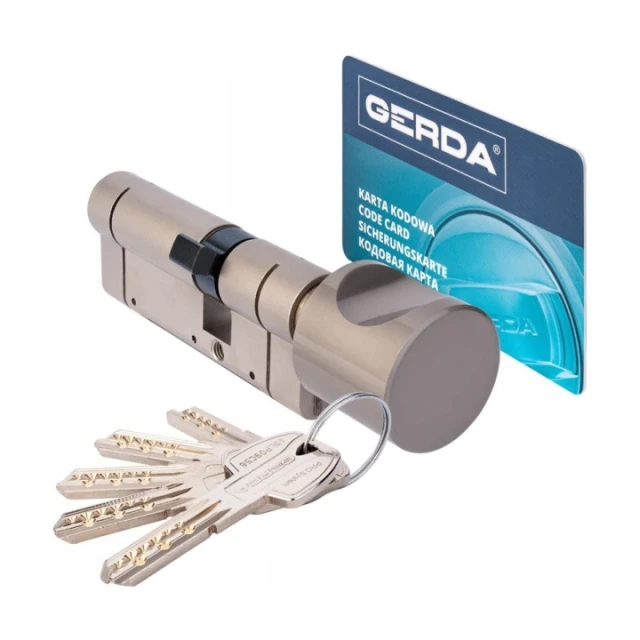 Циліндр замка з ручкою Gerda 40/40 ATEST C KL 6.2 нікель (0WKPXG04040.9005RP)