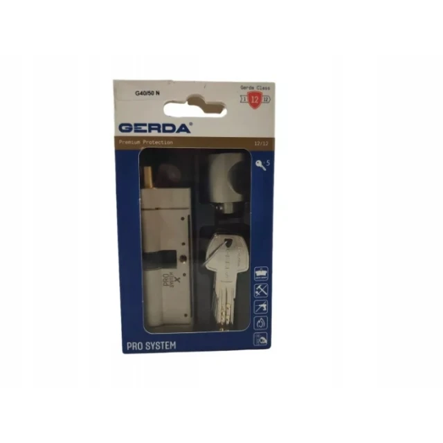 Циліндр замка з ручкою Gerda 40/50 ATEST C KL Nickel PSX (0WKPXG04050.9005RP)