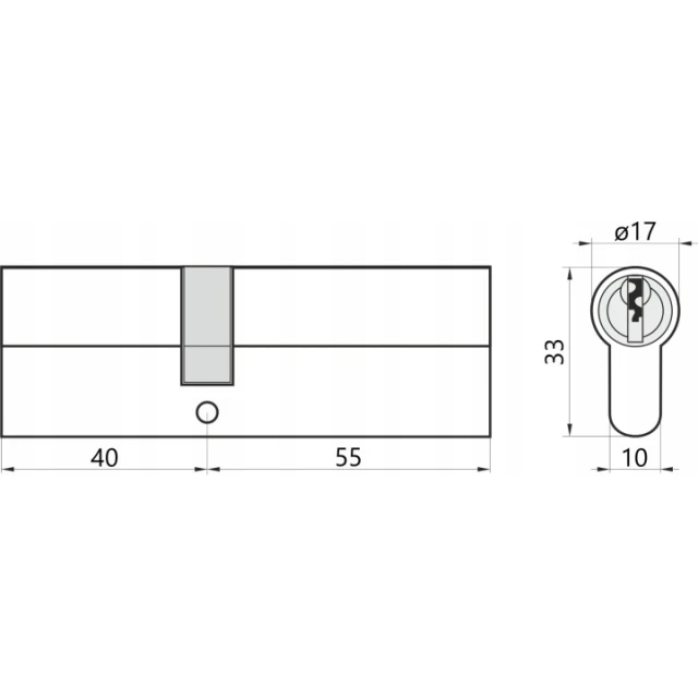 Циліндр замка Gerda 40/55 Nickel Satin (0WKE1S04050.90030P)