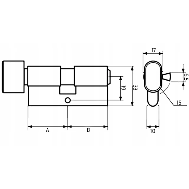 Циліндр замка з ручкою Gerda 40/60 клас С нікель PSX (346921)