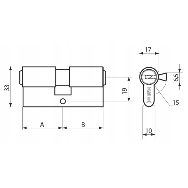 Циліндр замка з ручкою Gerda 50/35 Нікель 5-ключів HPlus (0WKHPG05035.9005UB)