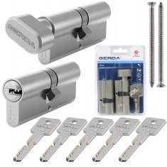 Набір Gerda 2 циліндри 30/50 + G30/50 + 5 ключів Hplus Nickel (0WKHPKZ3050.9005UB)