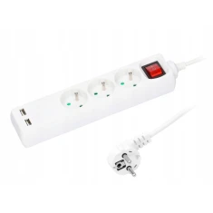 Подовжувач електричний PLASTROL 3 гнізда з заземленням вимикач 3,0 м USB (W-98165)